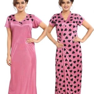 pink satin dress,sleepwear,nightwear,nitedress