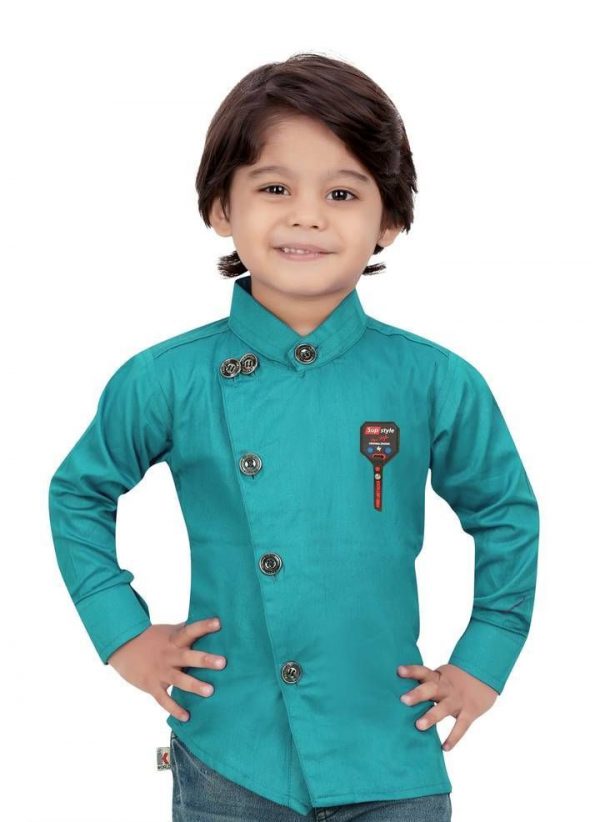 Stylish Cotton Solid Mandarin Collar Green Shirt Fashion World low cost/sasta/best quality www.flybuy.in