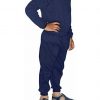 Stylish Navy Blue Solid Cotton Boys Thermal Top Bottom Set