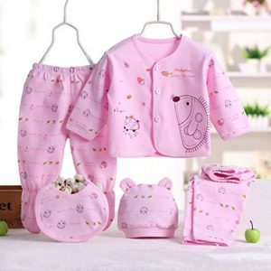 5 Pcs Unisex Newborn Baby Clothes Set Cotton Long Sleeve Coat Top Pants Hat Full Trousers Bibs Outfit Sets low cost/sasta/best quality www.flybuy.in