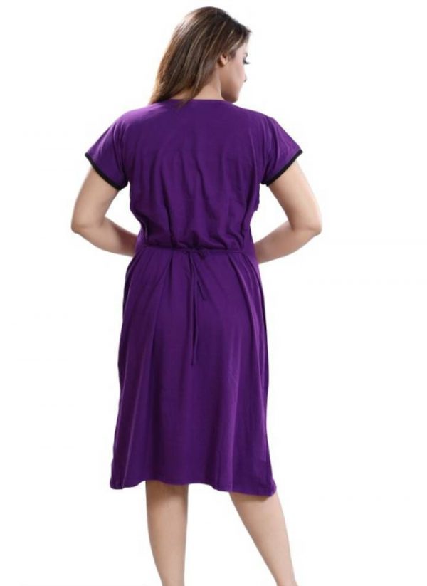 Women's 100% Cotton Feeding Nighty/Maternity Dress for PRE & Post Pregnancy Violet Color low cost/sasta/best quality www.flybuy.in