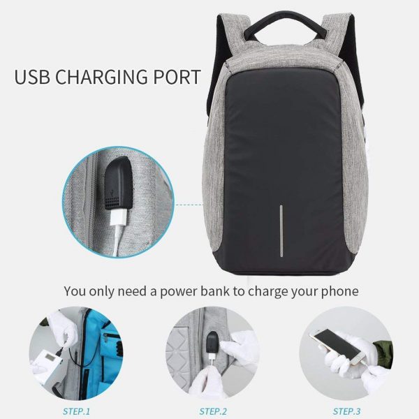 Laptop Bag Fabric Anti-Theft Water Resistant Computer USB Charging Port Lightweight/Laptop Backpack Bag Fitting 15.6-inch (Black and Grey Color).......Sasta/Low-Cheap at Price/Best Quality/Easy to use/Original/Best Deal/ www.flybuy.in