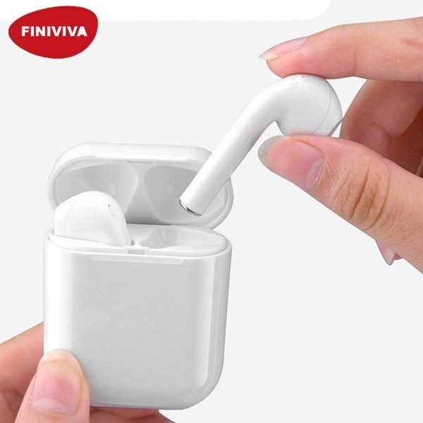 FINIVIVA Version 5.0+EDR/BLE i12 Tws Original Wireless Earphones with Portable Charging Case Supporting All smart phones and Android phones with Touch...