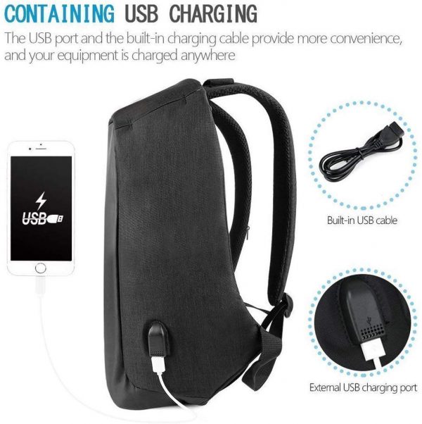 Laptop Bag Fabric Anti-Theft Water Resistant Computer USB Charging Port Lightweight/Laptop Backpack Bag Fitting 15.6-inch (Black and Grey Color).......Sasta/Low-Cheap at Price/Best Quality/Easy to use/Original/Best Deal/ www.flybuy.in