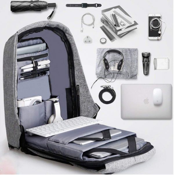 Laptop Bag Fabric Anti-Theft Water Resistant Computer USB Charging Port Lightweight/Laptop Backpack Bag Fitting 15.6-inch (Black and Grey Color).......Sasta/Low-Cheap at Price/Best Quality/Easy to use/Original/Best Deal/ www.flybuy.in