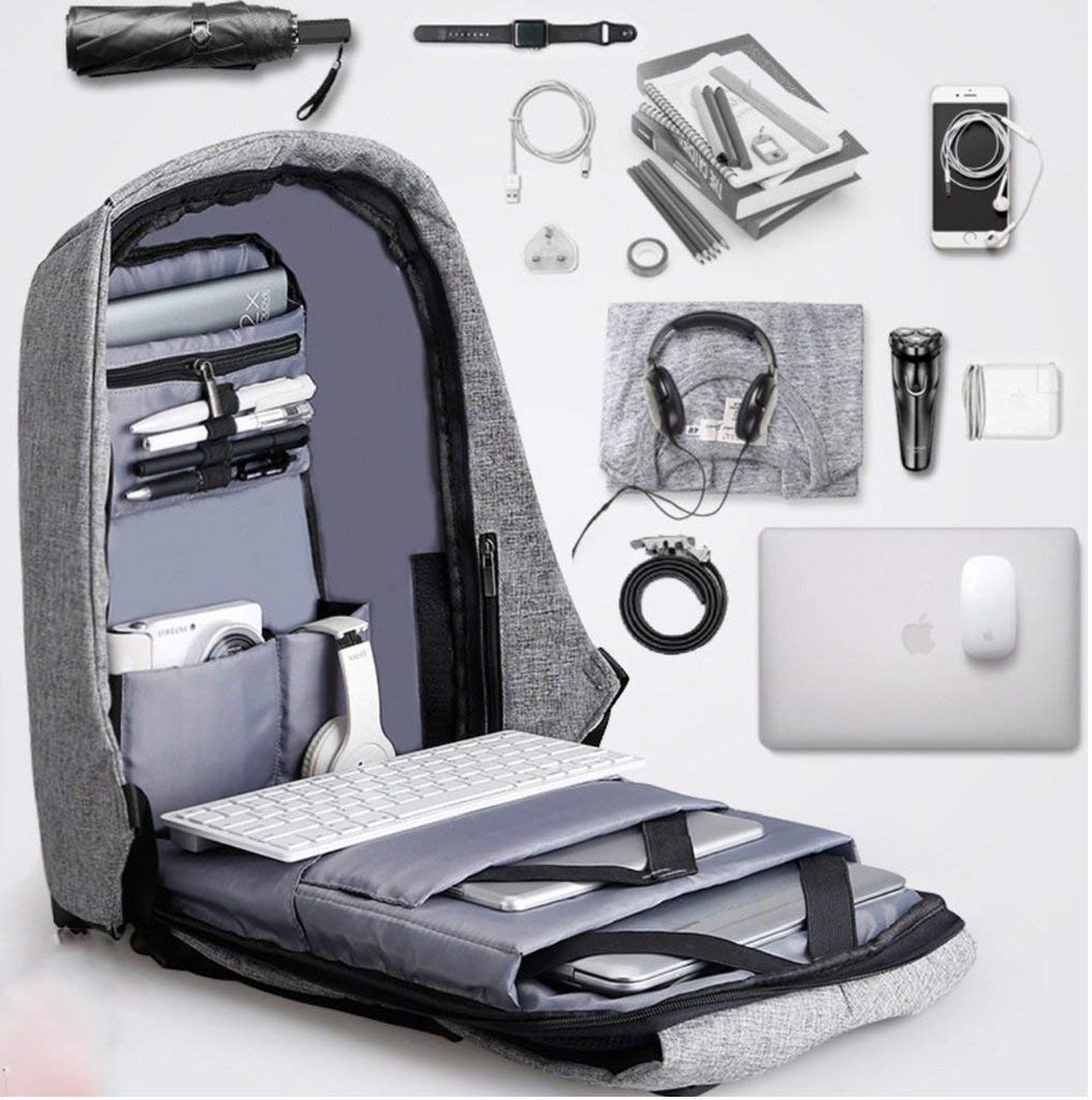 Buy Reflection Laptop Bag Fabric Anti-Theft Water Resistant Computer USB  Charging Port Lightweight Laptop Backpack Bag Fitting 15.6-Inch (Black and  Grey Color) Online at Lowest Price Ever in India | Check Reviews