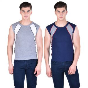 Pack Of 2 Men's Cotton Self Pattern Gym Vest Comfort Zone Multiple Collection/www.flybuy.in