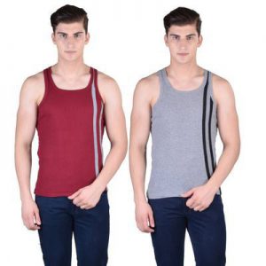 Pack Of 2 Men's Self Pattern Cotton Gym Vest Best Combo Offer Fashion World www.flybuy.in