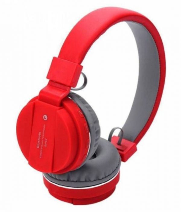 Wireless Headset Sh12 Wireless Bluetooth Headphone With FM & SD Card Slot Best Quality Red low cost/sasta/best quality www.flybuy.in