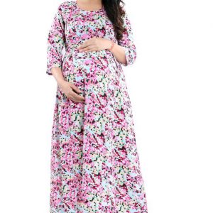 Women's 100% Cotton Feeding Nighty/Maternity Dress for PRE & Post Pregnancy  momsoon 
